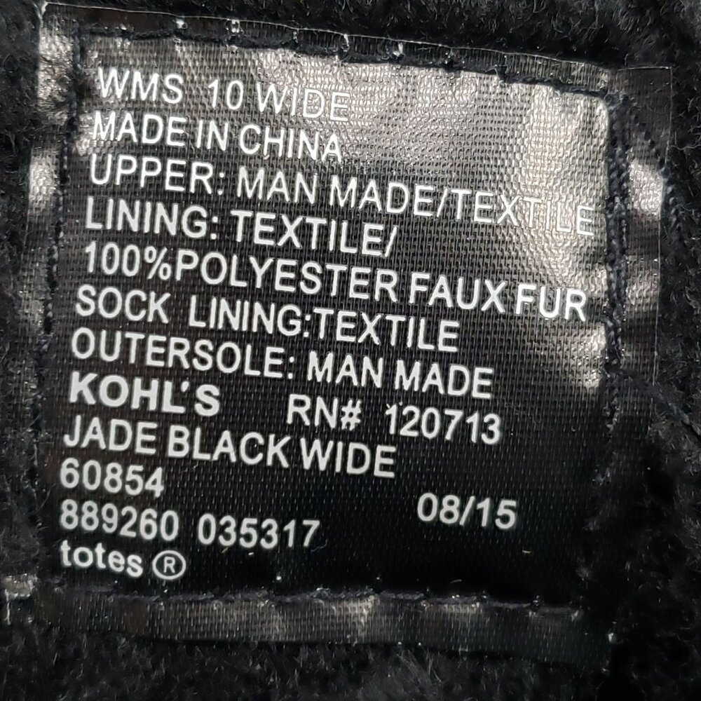 Totes Boots Women's Size 10W Black Jade Wide Winter Boot Thermalite - Picture 6 of 7